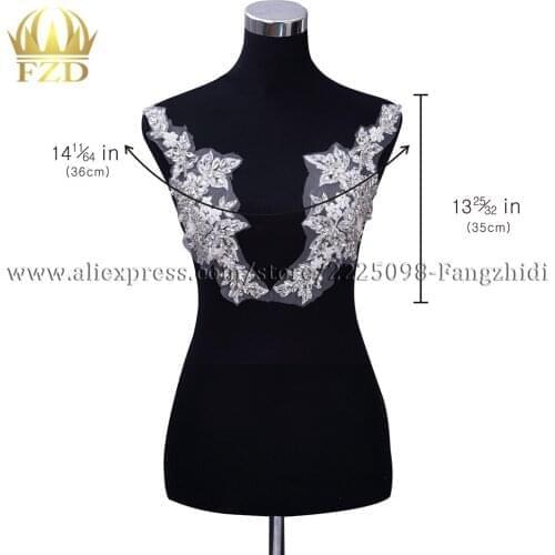 FZD Wholesale 10 Set Rhinestone Bridal Applique Beaded Wedding Dress Handmade with Beautiful Pearl Lace Decoration for DIY