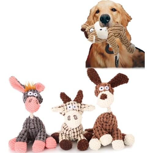 Dog Toys Donkey Shaped Corduroy Chew Pet Toy With Squeaker Interactive Toys For Dogs Puppy Toys To Clean The Teeth Pet Supplies