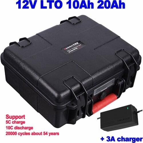 Grade A 12V 10Ah 20Ah LTO Lithium titanate battery pack for medical solar system UPS camera robot golf cart RV EV + 3A charger