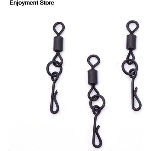 HOT 20pcs Fishing Rolling Swivels With Quick Change Snaps Carp Rigs Long Body Swivel