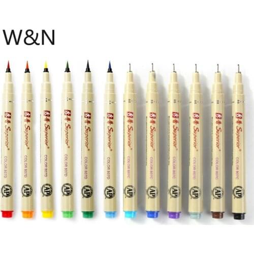 12 Colors Art Markers Soft Brush Pen Fineliner Needle Drawing Pens Calligraphy Markers Kawaii School Art Supplies Stationary