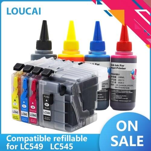Refillable ink cartridge Compatible LC545 LC549 for Brother DCP-J100 DCP-J105 MFC-J200 J100 J105 J200 MFC-J6975CDW J6970CDW