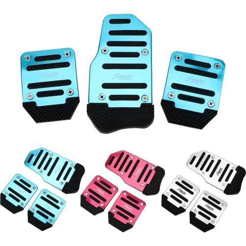 Car Pedal Cover Set Aluminium Alloy Car-styling Car Foot Treadle Cover Pad Manual Transmission 3Pcs Auto Vehicle Non-slip Pedal