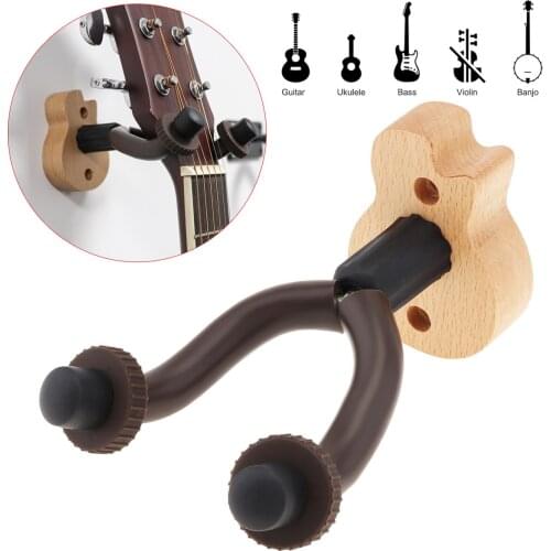 Wall Mount Guitar Hanger Hook Holder with adjustable Wood Guitar Shape Base for Guitar Bass String Instrument