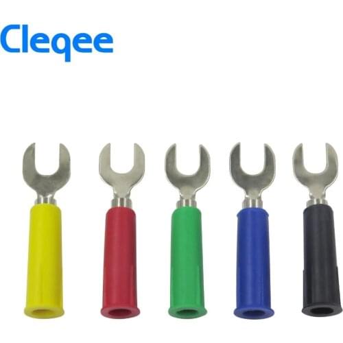 NEW Cleqee P4002 10PCS 5Color (in width) 6mm Insert Type U Type And Y Type Insert Harpoon Welding Insert 4mm banana plug