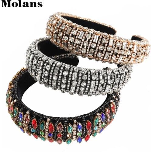 MOLANS Full Diamond Headband Full Color Crystal Hairband Thickening Fashion Luxury Ladies Headhoop Hair Accessories