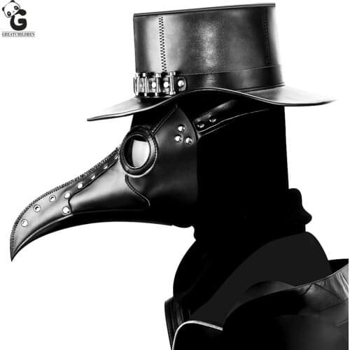 Plague Doctor Mask Adult Steam Punks Scary Horror PU Bird Doctor Schnabel Masque Halloween Cosplay Beak Maske Prop Carnival