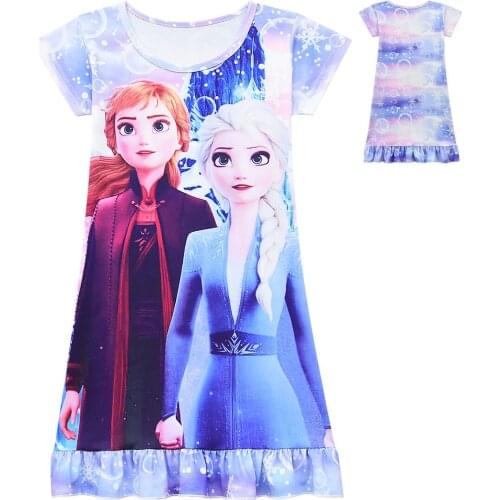Disney Frozen Snow Queen Pyjama Summer Girls Dress Cosplay Party Snow Queen Dresses Night Sleep Pajamas Baby Clothing