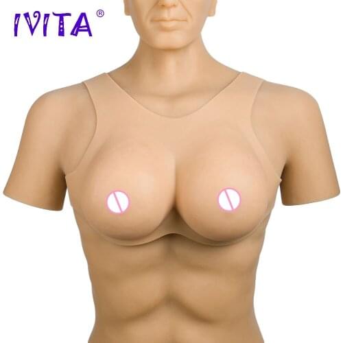 IVITA Realistic Silicone Breast Forms Fake Boobs For Sexy Crossdresser Transgender Enhancer Shemale Drag-Queen Fashion Gift