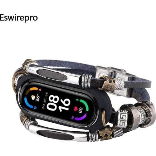 Strap on Mi Band 6/6 NFC Retro Alloy Beaded DIY Replacement Wristband Fro xiaomi mi band 3 4 5 6 Bracelets ремешок на mi band 4