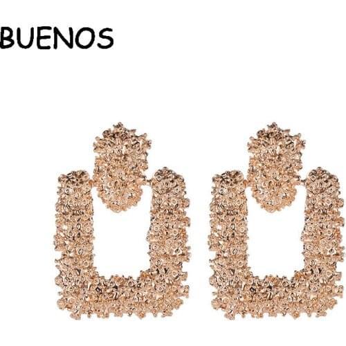 BUENOS Vintage drop Earrings for women gold color big geometric statement earring 2019 fashion jewelry CE0574