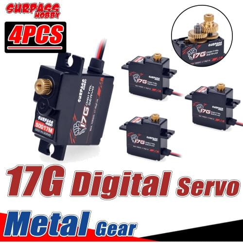 SURPASS HOBBY 4PCS 17g Digital Servo Metal Gear Servos Waterproof for 1/8 1/16 RC Cars Parts Airplane Plane Helicoper Boat Ship