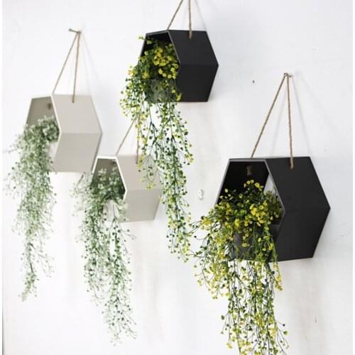Hexagon Iron Metal Display Shelf Decorative Window Box Plant Flower Basket for Home Office Garden Coffee Store Decoration