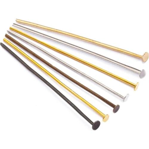 200pcs/bag 16 20 24 30 40 45 50 mm Flat Head Pins Gold/Copper/Rhodium Headpins For Jewelry Findings Making DIY Supplies