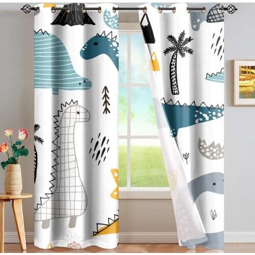 Upetstory Cute Dinosaur Curtains for Living Room Bedroom Boy Room Kids Curtains Thermal Blackout Drapes Home Decor 2 Panels