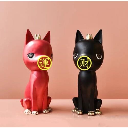 Nordic Creative Home Decoration Solicit Wealth Dog Statue Home Decor Desktop Decorative Figurine Miniature Resin Sculpture