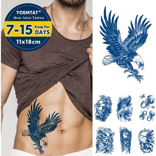 Juice Lasting Ink Tattoos Body Art Waterproof Temporary Tattoo Sticker Dragon Wolf Eagle Totem Tatoo Arm Fake Clock Tatto Men