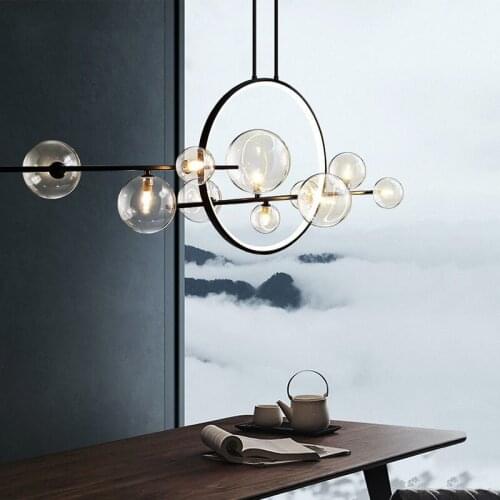 Nordic Modern LED Novelty Glass bubble Chandelier Dining room Lamp Restaurant lighting Kitchen Island Home Decor Hanging Fixture
