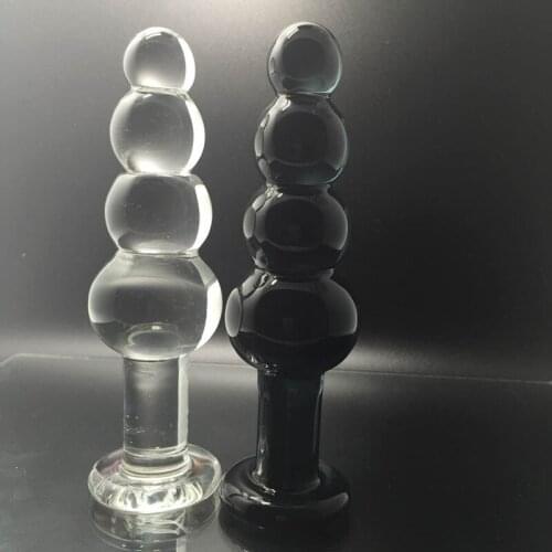 Big Size Glass Butt Plug 20-50 mm 4 Beads Transparent Crystal Glass Anal Beads Buttplug Anal Dildo Erotic Toys Adult Sex Product