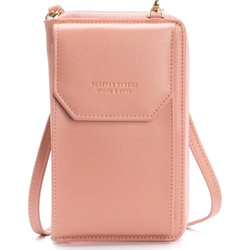 Sling Crossbody Cell Phone Shoulder Bag For Women Fashion Korean Leather Messenger Bags Large Capacity Solid Ladies Money Purse
