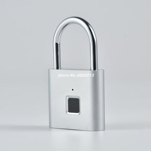 Black silver Keyless USB Rechargeable Door Lock Fingerprint Smart Padlock Quick Unlock Zinc alloy Metal Self Developing Chip