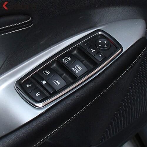 Inner Window Lift Switch Cover Trim For Jeep Grand Cherokee For Dodge Journey For Chrysler 2011-2015 Chrome Car Accessories 4pcs