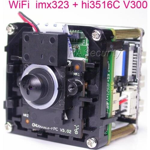 WiFi special 3.7mm LENs H.265 H264, 1/2.9" Sony Exmor IMX323 CMOS + Hi3516C V300 CCTV IP camera PCB board module + FPC Antenna