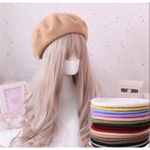 Japanese Handmade Sweet Beret Wool Warm Painter Hat Mori Girl Lovely Lolita Autumn Winter Retro Pancake Cap B829