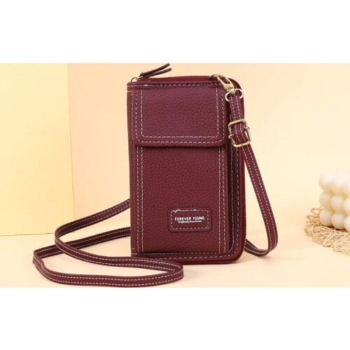 Female Card Holder with Zipper Hasp Crossbody Cell Phone Pockets for Women PU Leather Shoulder Messenger Bags Ladies Coin Purses