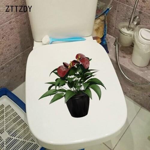 ZTTZDY 24.5×22.5CM Anthurium Green Plants Fashion Home Living Room Wall Sticker WC Toilet Decor T6-0238