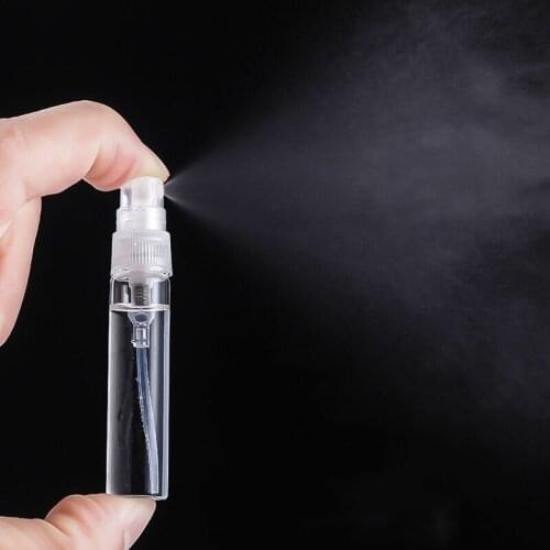 100pcs/ lot 5ml 10ml Small Travel Clear Glass Perfume Bottles with Plastic Atomizer Empty Cosmetic Containers For Sample