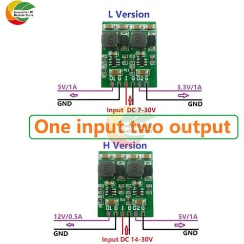 Ziqqucu 10W 2 Channels Multiple Switching Power Supply Module 3.3V 5V 12V Dual Output DC DC Step-Down Buck Converter Board