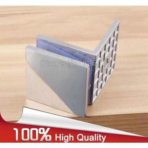 2PCS Cast 304 stainless steel 90 degree wall to glass hinge 4mm thickened bathroom glass clip JF1221