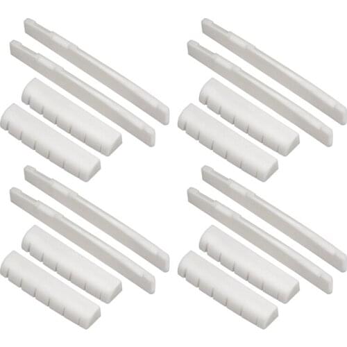 8 Sets of 16Pcs 6 String Acoustic Guitar Bone Bridge Saddle and Nut Made of Real Bone