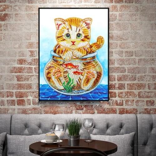 5D diamond painting DIY special-shaped crystal diamond embroidery kit cartoon animal cat handmade home decoration ornaments