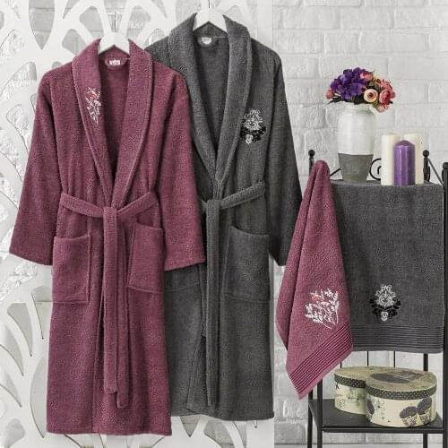 MicroCotton Bathrobe Family Set 6 pcs Mens Bathrobes Womens Bathrobes Extra Long Premium Cotton Bathrobe Bath Towel Hand Towel