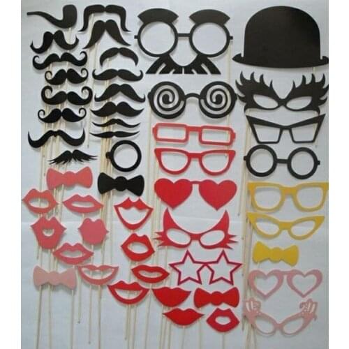 Free shipping 10bags wedding party phto booth props favors of 50pcs/bag paper tobatoo pipe glasses red lips props souvenirs
