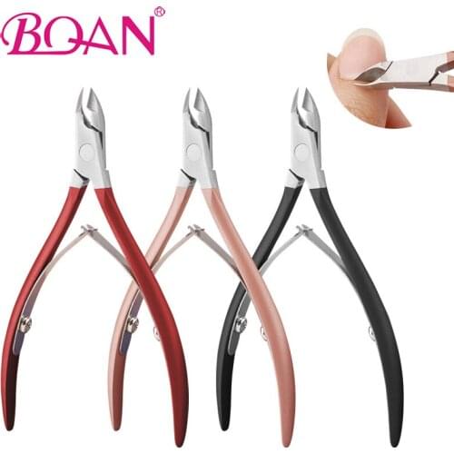 BQAN 1pc Stainless Steel Nail Cuticle Pusher Tweezer Cutter Nipper Clipper Dead Skin Remover Clipper Scissor Manicure Tool Plier