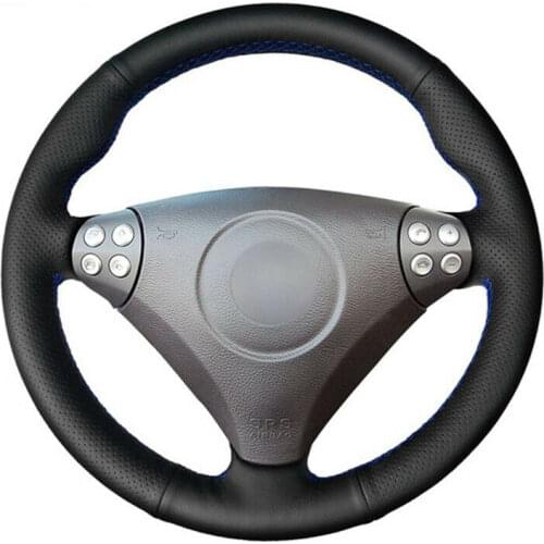 Car Steering Wheel Cover Custom Made Anti-Slip Hand-Sewing Black Suede Leather DIY for Mercedes Benz C55 AMG 2005 2006 2007