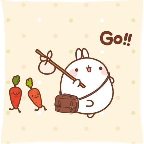 Molang rabbit Pattern Square 18X18inch Sofa Decorative Throw Pillow Case Home Cotton Line Cushion cojines Covers