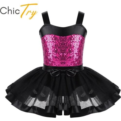 ChicTry Children Girls Sleeveless Sequin Ballet Tutu Dress Gymnastics Leotard Stage Dance Costume Ballet Leotard Kids Dance Wear