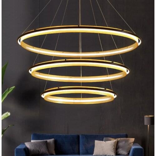 FKL Postmodern Ring Chandelier Light Luxury Villa Duplex Living room Creative Dining room Bedroom Art Chandelier