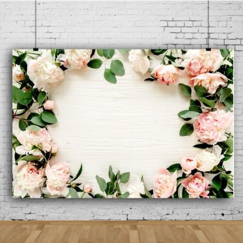 White Rose Flower Wood Board Portrait Couple Photography Wedding Party Backdrops Photocall Background Studio Shooting