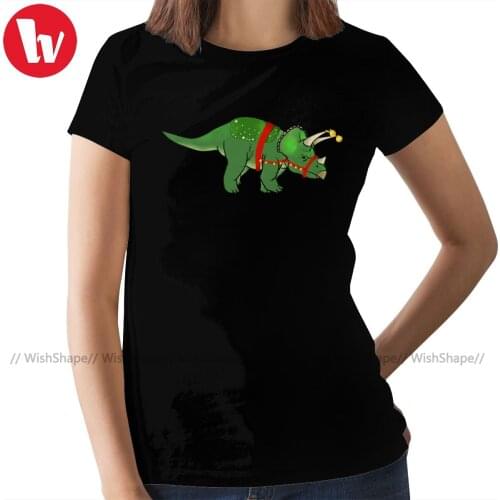 Dinosaure T-Shirt Christmas Triceratops Fitted Scoop T Shirt Silver Simple Women tshirt Ladies Tee Shirt