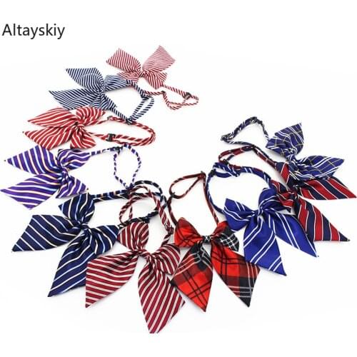 Ties Women Striped Solid Kawaii Bows Formal Elegant Womens Bow Tie Korean Style All-match Trendy Simple Students School College