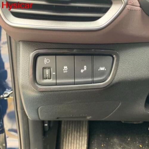 Hsyicar For Hyundai Santa Fe 2019 2020 Carbon Fiber Headlight Adjust Switch Cover Trim Interior Accessories Sticker Styling ABS