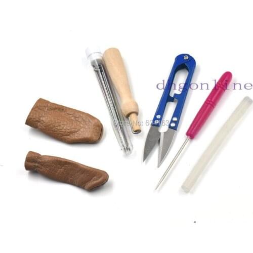 One Box Sewing Tools Felting Needles Awl Scissor Finger Cot Glue Wooden Handle