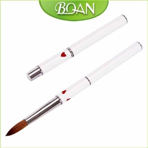 1 Piece White Metal Handle Pure Kolinsky Nail Brushes China Asian Nail Supply 14