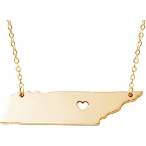 Tiny Overzicht Tennessee State Kaart Ketting Usa Tn Staat Charm Ketting Tennessee State Ketting Met Een Hart