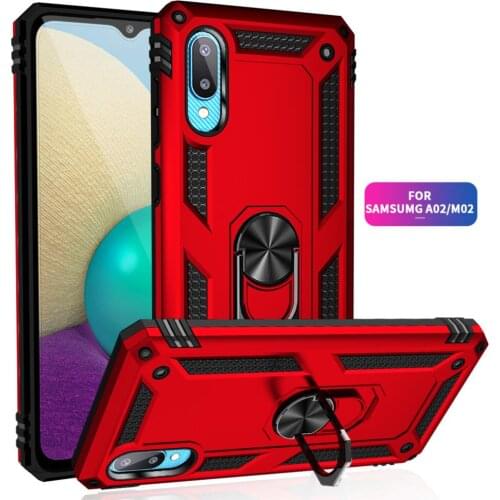 Magnetic Adsorption Phone Case for Samsung Galaxy M02 M 02 Armor Rugged Military Shockproof Ring Holder Case Cover